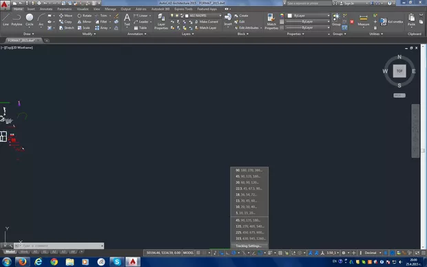 Екранна снимка към: Чертане на линия под определен ъгъл с определен размер.