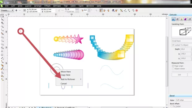 Екранна снимка към: Как да постъпя във вер .16 ,когато издърпам със десен бутон групата -не ми се получава Fit Blend to Path?<br>