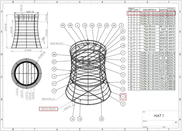 Екранна снимка към: Защо Weldments не ми изчислява правилно дължините на профилите в Cut list в SolidWorks?