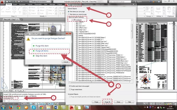 Екранна снимка към: Почистване на огромни файлове в AutoCAD