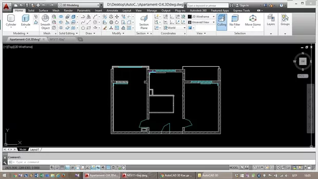 Екранна снимка към: Защо 2D чертеж, при промяна на гледната точка, получава на места и трета равнина още преди да съм започнала работа в 3D?