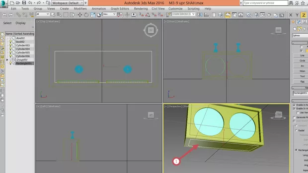 Екранна снимка към: Как при изчертаването на основата с Rectangle, което е 2D обект, в клипа се вижда като  3D?