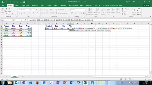 Екранна снимка към: Как работи VLOOKUP с вградена CHOOSE функция