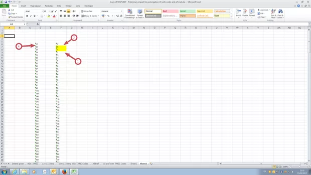 Екранна снимка към: Как да сравня две колони, за да извлека повтарящите се данни в тях, ако едната е по-голяма от другата и е с разбъркани данни?<br>