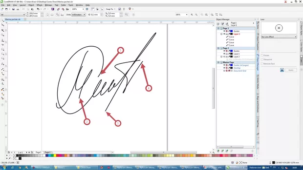 Екранна снимка към: Как мога да редактирам криви и да постигна ефекта на изтъняване или удебеляване за да постигна максимален ефект от опит за направа на печат на подпис