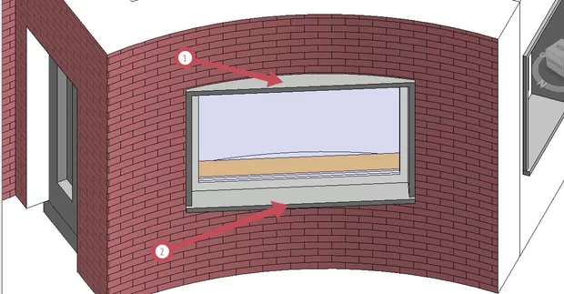 Екранна снимка към: Поставяне на прозорец с подпрозоречна и предпрозоречна дъска в стена, която е като арка