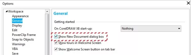 New-document-dialog-box