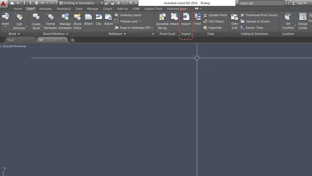 Екранна снимка към: Как да вкарам PDF в Autocad 2016?