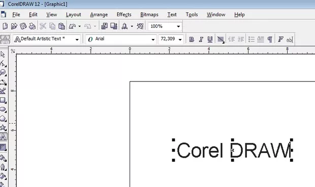 Екранна снимка към: Как да разположим буквите на текст по наш избор в Corel DRAW 12?
