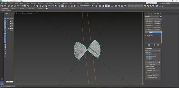 Екранна снимка към: Защо при използване на модификатор за симетрия тя се прилага по диагонал? 