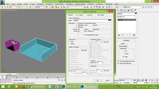 Екранна снимка към: Всеки обект, който започвам е с цвета на предишния въпреки отметката assign random colors. И после не мога да направя стената прозрачна.&nbsp;