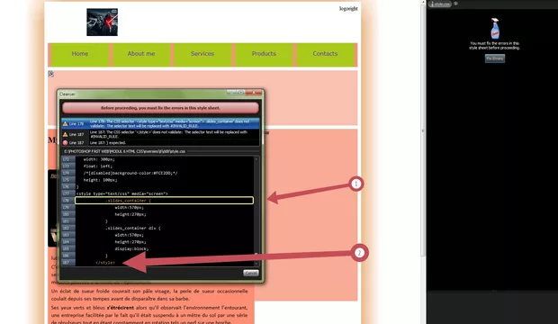 Екранна снимка към: Каква е грешката? Копирах скрита от сайта Slides.js