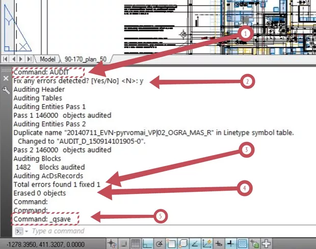 Екранна снимка към: Почистване на огромни файлове в AutoCAD