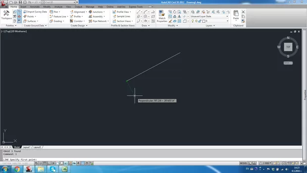 Екранна снимка към: Защо не мога да изтегля перпендикуляр от линия в произволна нейна точка?