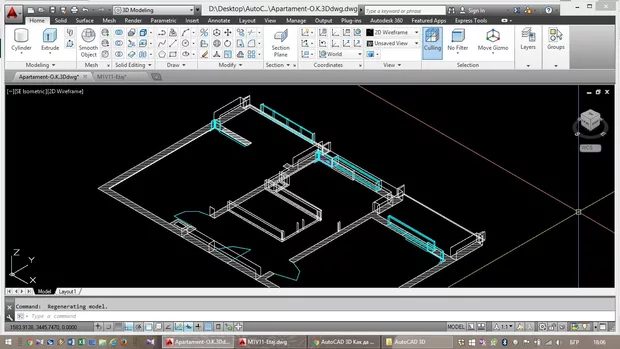 Екранна снимка към: Защо 2D чертеж, при промяна на гледната точка, получава на места и трета равнина още преди да съм започнала работа в 3D?