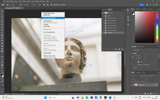 Екранна снимка към: Проблем при запазване на новата форма с "Define custom shape"