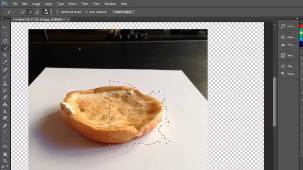 Екранна снимка към: Защо след като съм направила селекцията и пусна десния бутон на мишката селекцията се отрязва на половината от изображението?<br>