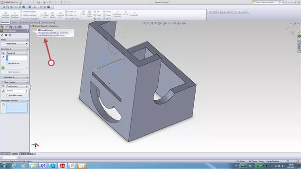 Екранна снимка към: Може ли да накарам опцията Thin Feature от SW 2011 да работи с повече от един контур?