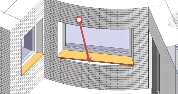 Екранна снимка към: Поставяне на прозорец с подпрозоречна и предпрозоречна дъска в стена, която е като арка